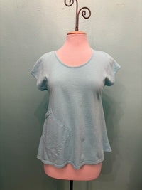 SCOOP CAP SLEEVE TEE W/POCKET-TIDEPOOL-COTTON LANI