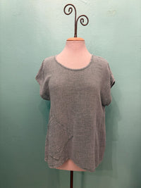 GAUZE SCOOP NECK W/POCKET-SAGE-COTTON LANI