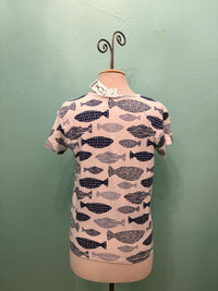 S/S V-NECK FISH TEE-WHITE-COTTON LANI