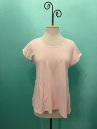 SCOOP CAP SLEEVE TEE W/POCKET-LULLABY-COTTON LANI