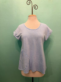 SCOOP CAP SLEEVE TEE W/POCKET-SKY-COTTON LANI