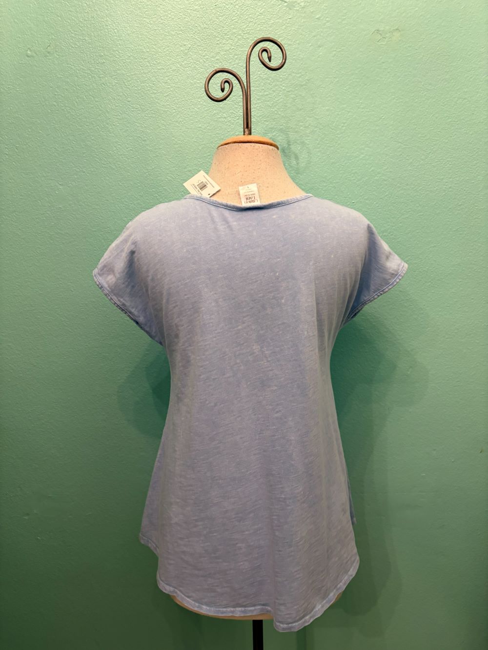 SCOOP CAP SLEEVE TEE W/POCKET-SKY-COTTON LANI