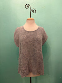 GAUZE SCOOP NECK W/POCKET-SILVER-COTTON LANI