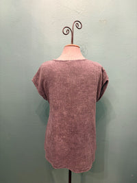 GAUZE SCOOP NECK W/POCKET-SILVER-COTTON LANI