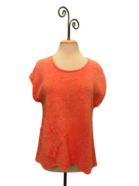 GAUZE SCOOP NECK W/POCKET-CORAL-COTTON LANI