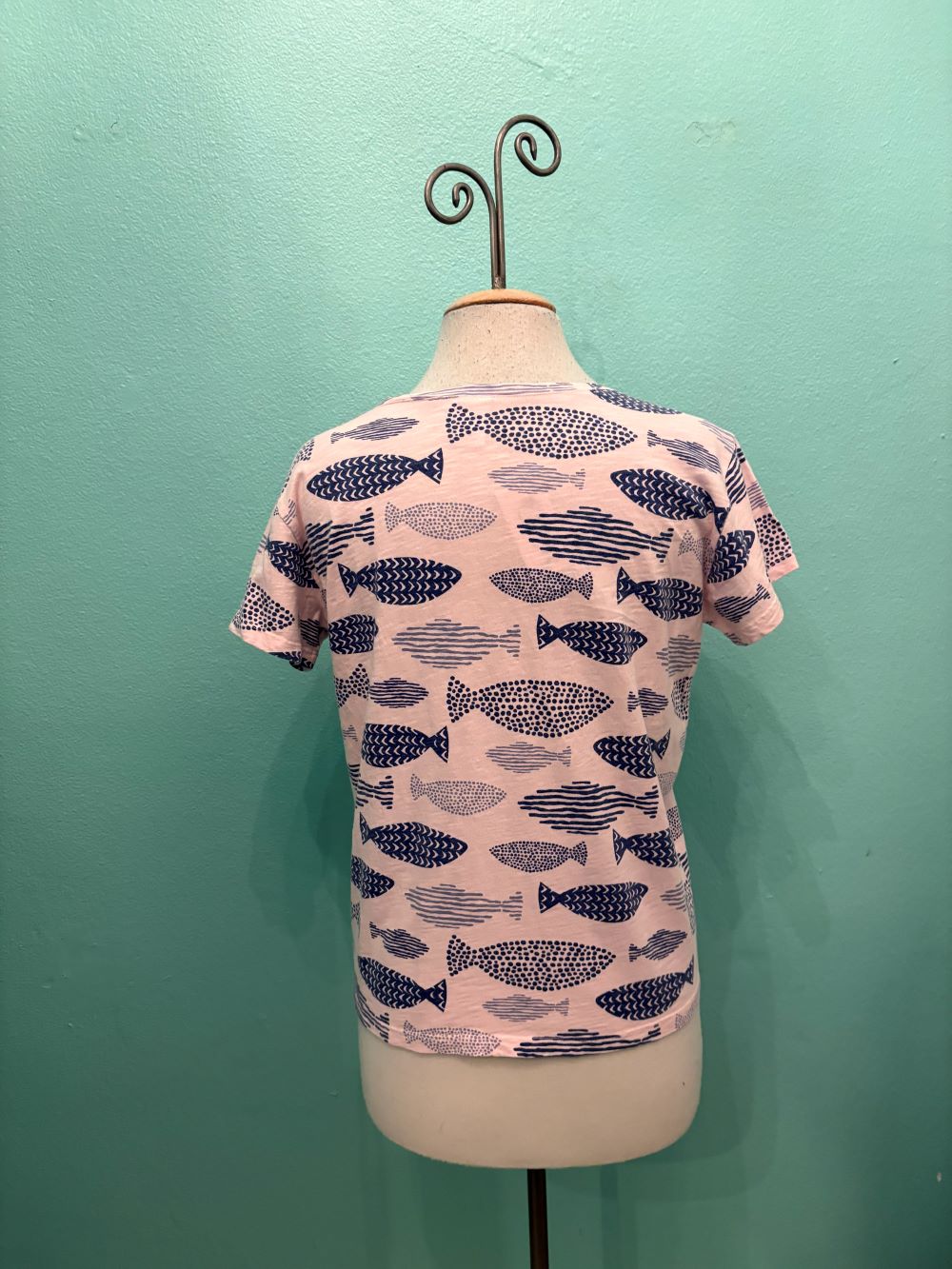 S/S V-NECK FISH TEE-LULLABY-COTTON LANI