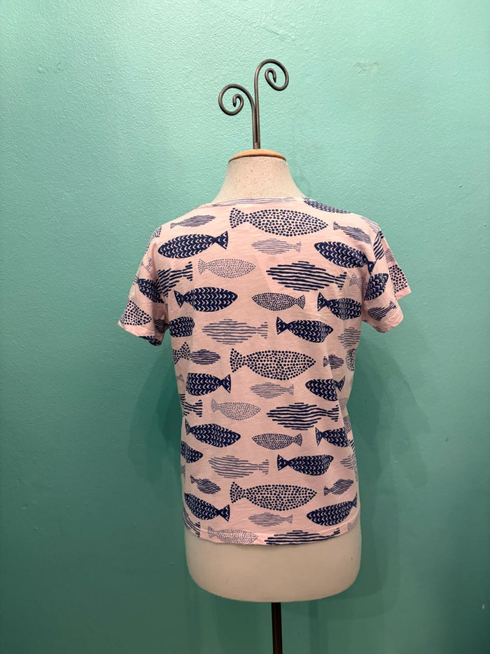 S/S V-NECK FISH TEE-LULLABY-COTTON LANI