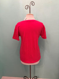 SHORT SLEEVE V-NECK BOXY TEE-FUCHSIA-MODODOC