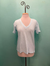 SHORT SLEEVE V-NECK BOXY TEE-BLUE PEARL-MODODOC