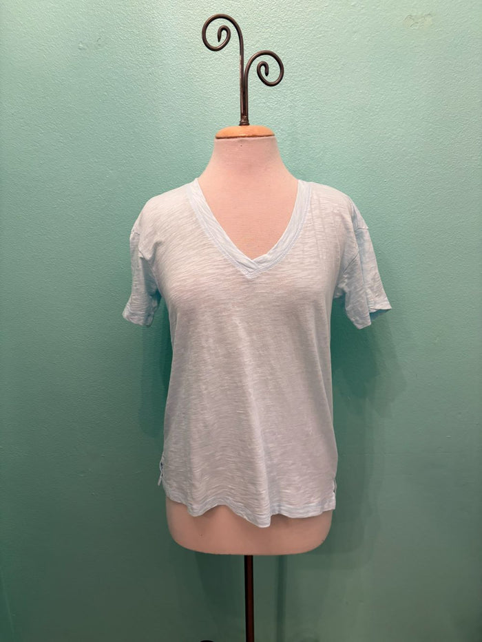 SHORT SLEEVE V-NECK BOXY TEE-BLUE PEARL-MODODOC
