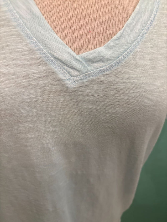 SHORT SLEEVE V-NECK BOXY TEE-BLUE PEARL-MODODOC