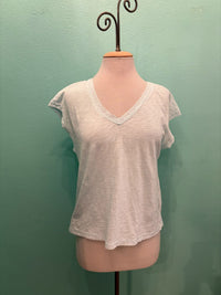 DOLMAN SLV W/LACE TRIM-BLUE PEARL-MODODOC