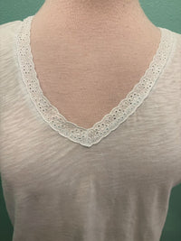 DOLMAN SLV W/LACE TRIM-BLUE PEARL-MODODOC
