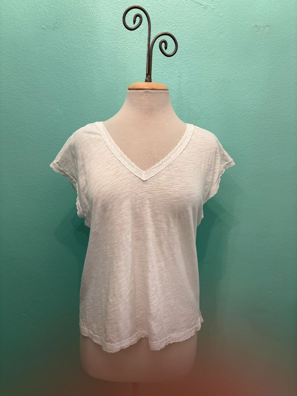 DOLMAN SLV W/LACE TRIM-WHITE HALO-MODODOC