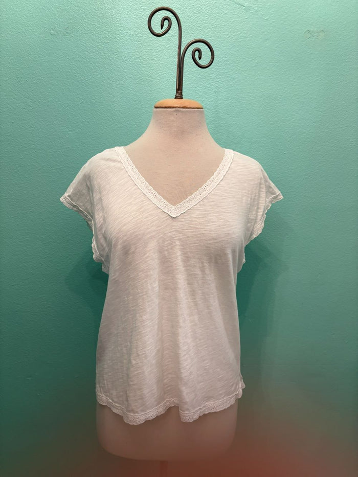 DOLMAN SLV W/LACE TRIM-WHITE HALO-MODODOC