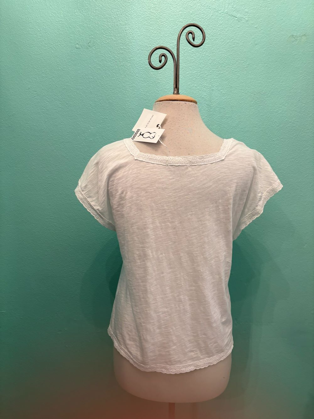DOLMAN SLV W/LACE TRIM-WHITE HALO-MODODOC
