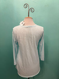 3/4 SLEEVE TEE W/CURVE HEM-BLUE PEARL-MODODOC