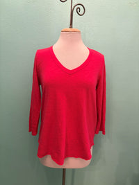 3/4 SLEEVE TEE W/CURVE HEM-FUCHSIA FLASH-MODODOC