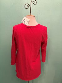 3/4 SLEEVE TEE W/CURVE HEM-FUCHSIA FLASH-MODODOC