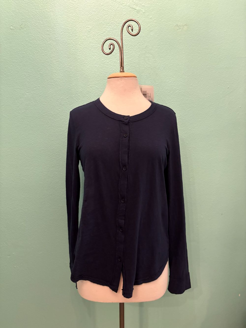 L/S RAW SEAM BUTTON CARDIGAN-VIBRANT NAVY-MODODOC