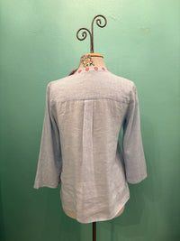 TIE FRONT BLOUSE-LIRIELLE-BLUE-JOHNNY WAS