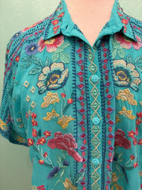 THE AUDREY SHORT SLEEVE SHIRT-LUNES-CERAMIC BLUE-JOHNNY WAS