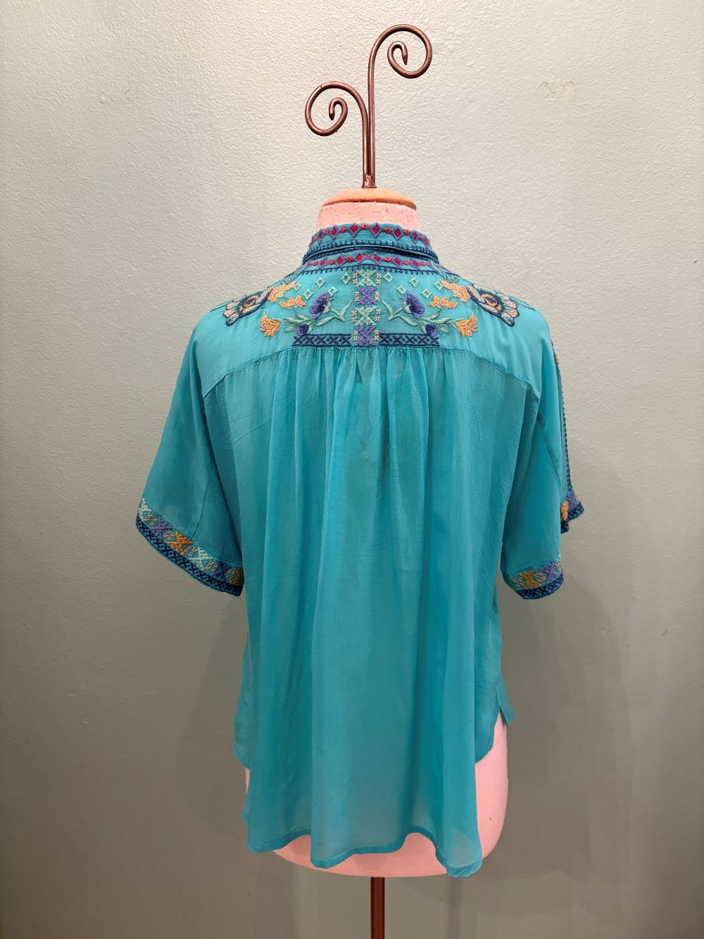 THE AUDREY SHORT SLEEVE SHIRT-LUNES-CERAMIC BLUE-JOHNNY WAS
