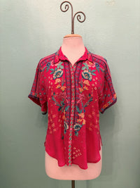 THE AUDREY SHORT SLEEVE SHIRT-LUNES-CERISE-JOHNNY WAS