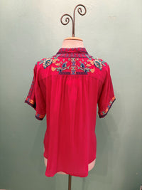 THE AUDREY SHORT SLEEVE SHIRT-LUNES-CERISE-JOHNNY WAS