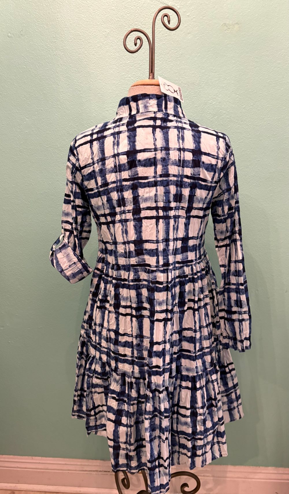 JUNE BUTTONDOWN DRESS-BLUE/WHITE FRAME-DRESS ADDICT