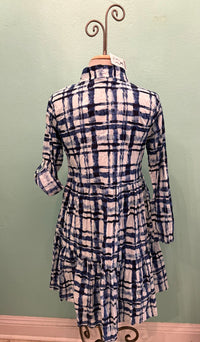 JUNE BUTTONDOWN DRESS-BLUE/WHITE FRAME-DRESS ADDICT