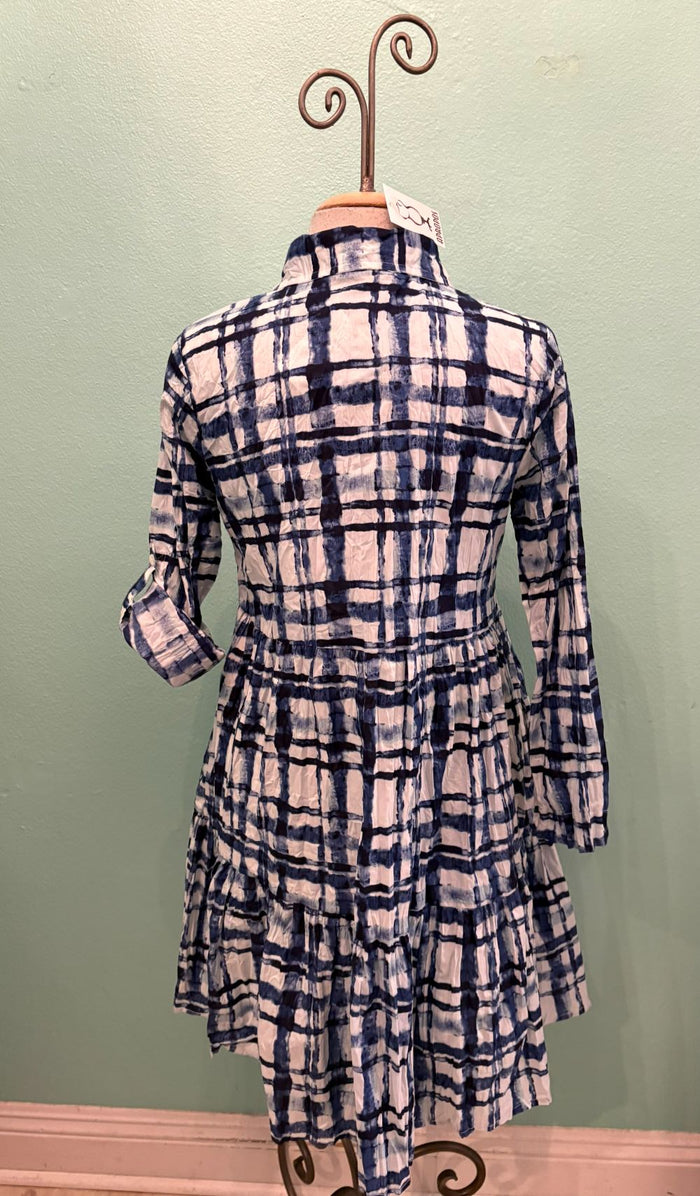 JUNE BUTTONDOWN DRESS-BLUE/WHITE FRAME-DRESS ADDICT