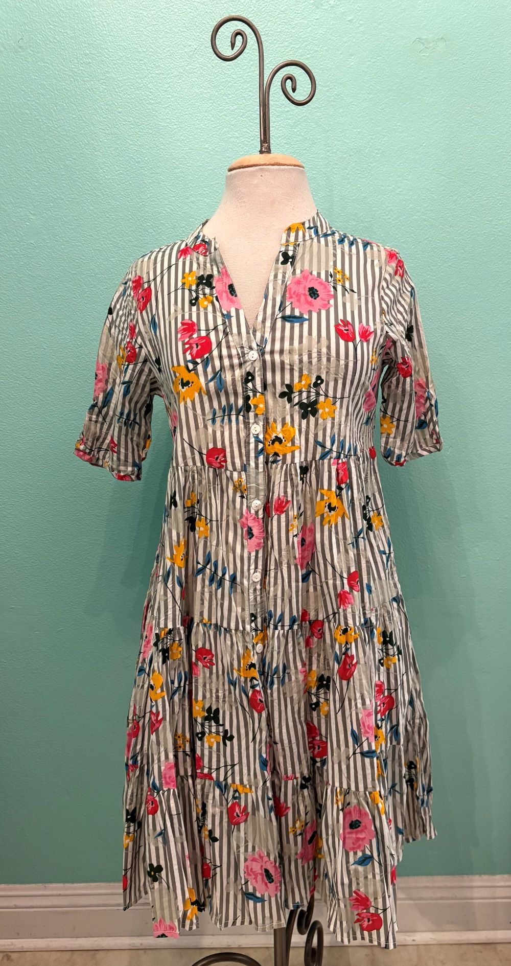 JULY DRESS-STRIPES AND BLOOMS-DRESS ADDICT