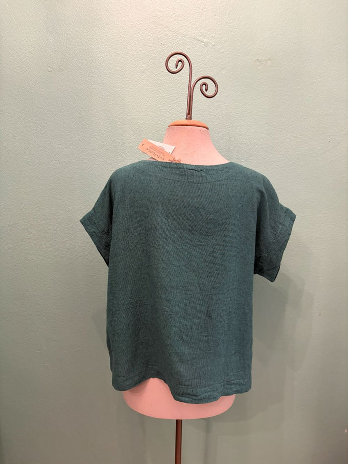 S/S CROSSHATCH CROP TOP-RIVIERA-CUT LOOSE
