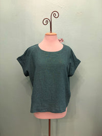 S/S CROSSHATCH CROP TOP-RIVIERA-CUT LOOSE