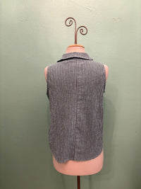 SLEEVELESS SHIRT STRIPE W/COLLAR-BELLFLOWER-CUT LOOSE
