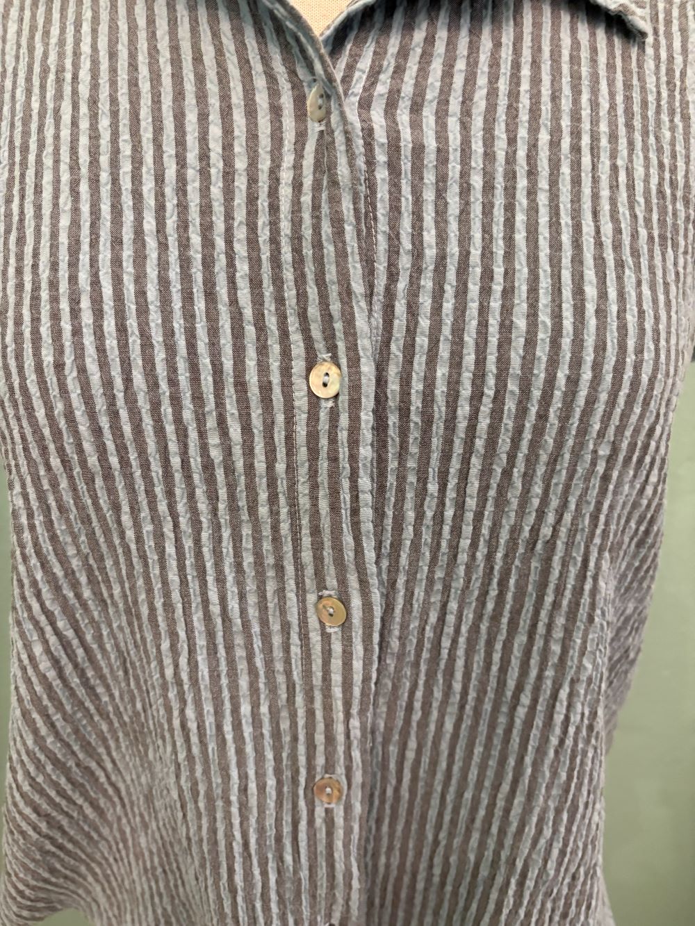 SLEEVELESS SHIRT STRIPE W/COLLAR-BELLFLOWER-CUT LOOSE