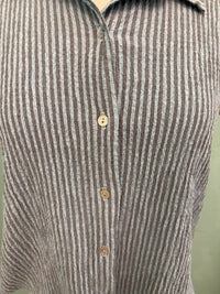SLEEVELESS SHIRT STRIPE W/COLLAR-BELLFLOWER-CUT LOOSE