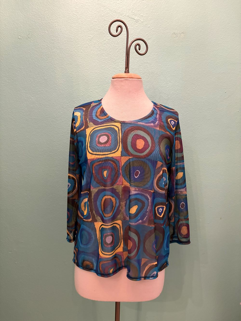 WINNIE TEAL ABSCRACT 3/4 SLEEVE-ET LOIS