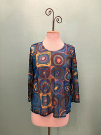 WINNIE TEAL ABSCRACT 3/4 SLEEVE-ET LOIS