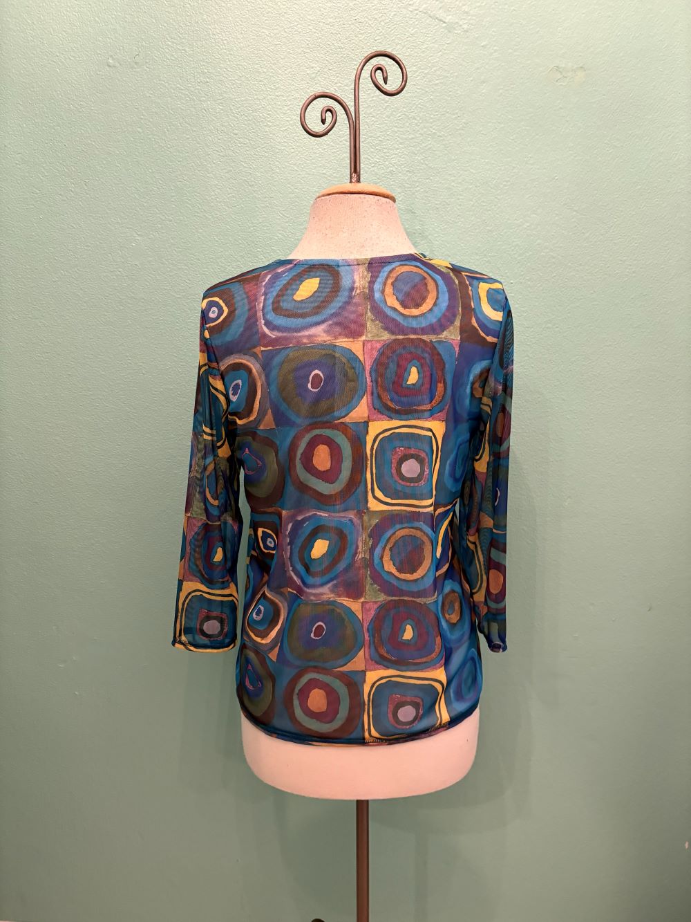 WINNIE TEAL ABSCRACT 3/4 SLEEVE-ET LOIS