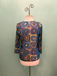 WINNIE TEAL ABSCRACT 3/4 SLEEVE-ET LOIS