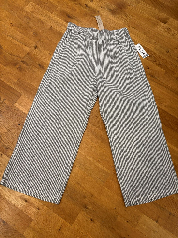 EASY CROP STRIPE PANT-WHITE-CUT LOOSE