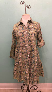JUNE BUTTONDOWN DRESS-MINT FLORAL-DRESS ADDICT
