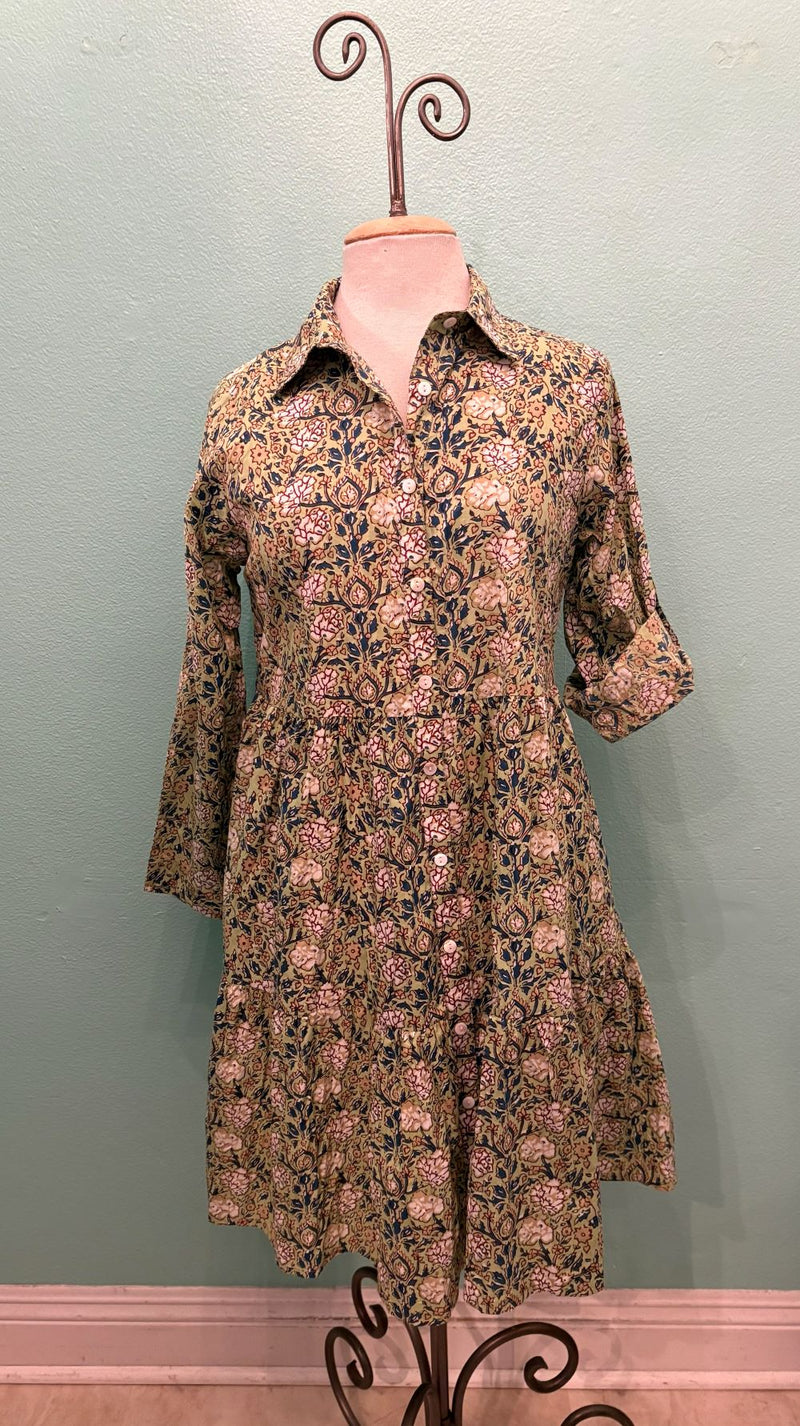 JUNE BUTTONDOWN DRESS-MINT FLORAL-DRESS ADDICT