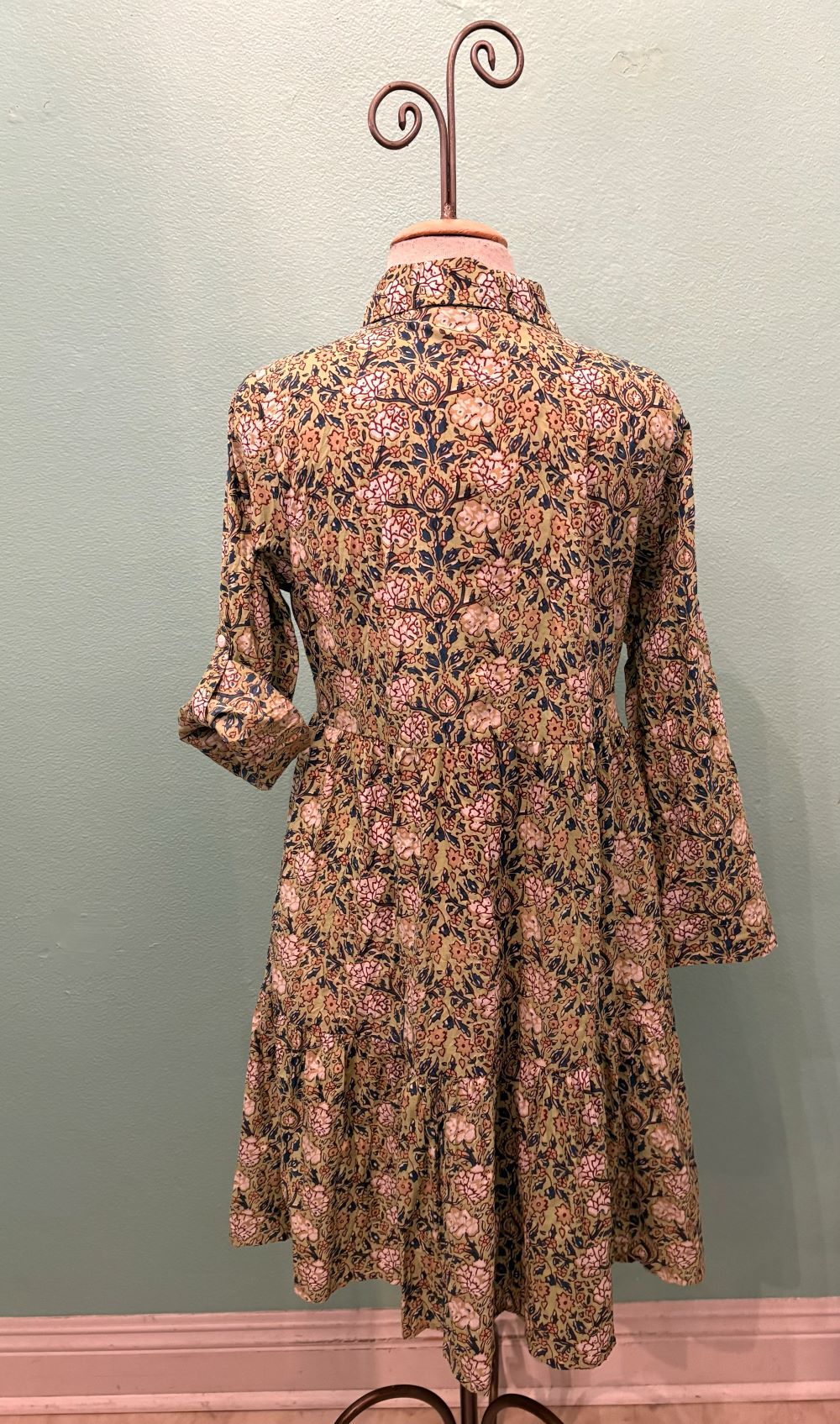 JUNE BUTTONDOWN DRESS-MINT FLORAL-DRESS ADDICT