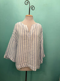 SPLIT NECK PULLOVER SHIRT-LAUNDERED-CUT LOOSE