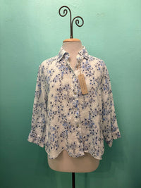 MORNING GLORY CROP SHIRT-WHITE-CUT LOOSE