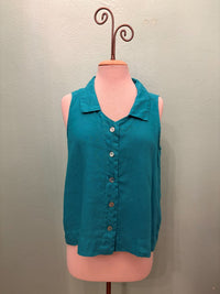 SLEEVELESS COLLAR HANKY LINEN-ATLANTIS-CUT LOOSE