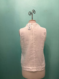 SLEEVELESS COLLAR HANKY LINEN-WHITE-CUT LOOSE